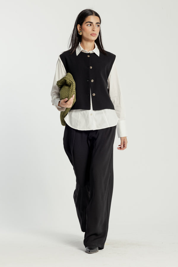Cropped Vest in Black