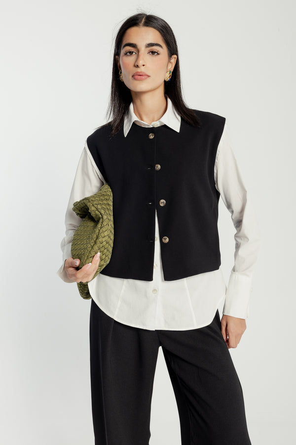 Cropped Vest in Black