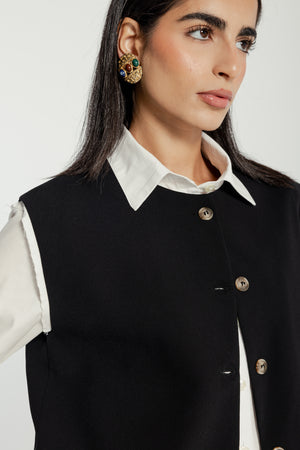 Cropped Vest in Black