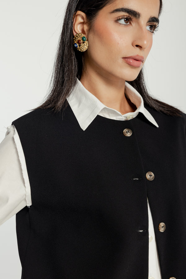 Cropped Vest in Black