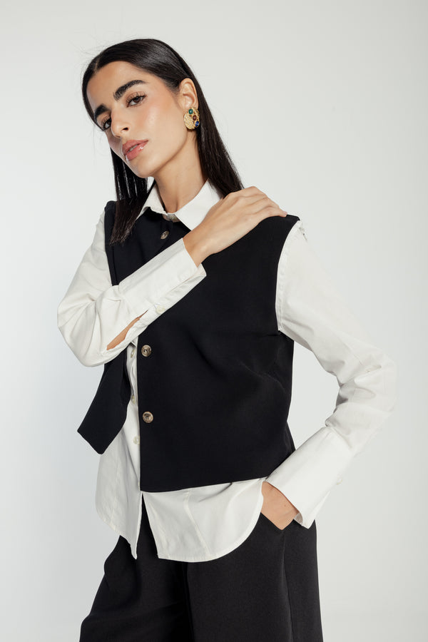 Cropped Vest in Black