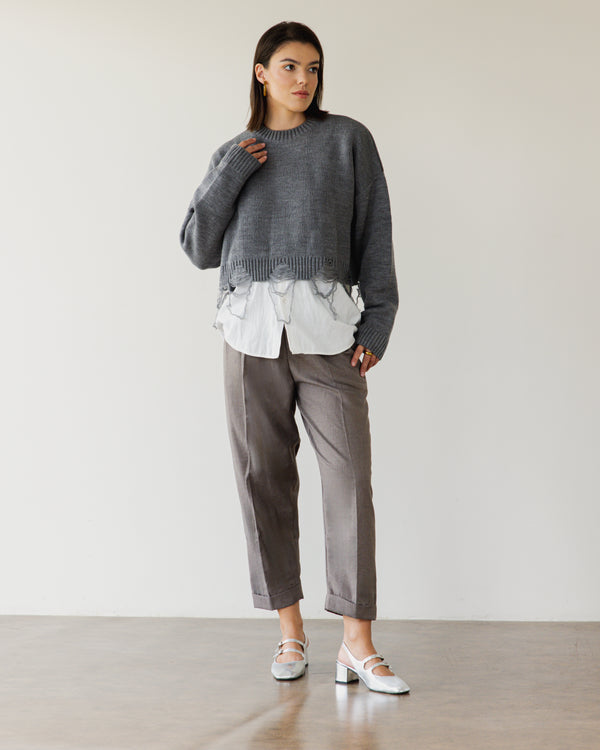 Fringed Sweater in Grey