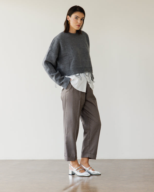 Fringed Sweater in Grey