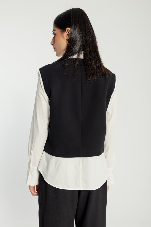 Cropped Vest in Black