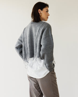 Fringed Sweater in Grey