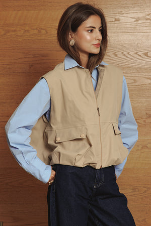 Balloon Vest in Beige