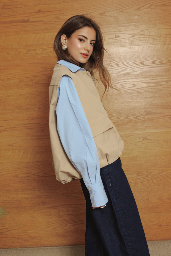 Balloon Vest in Beige