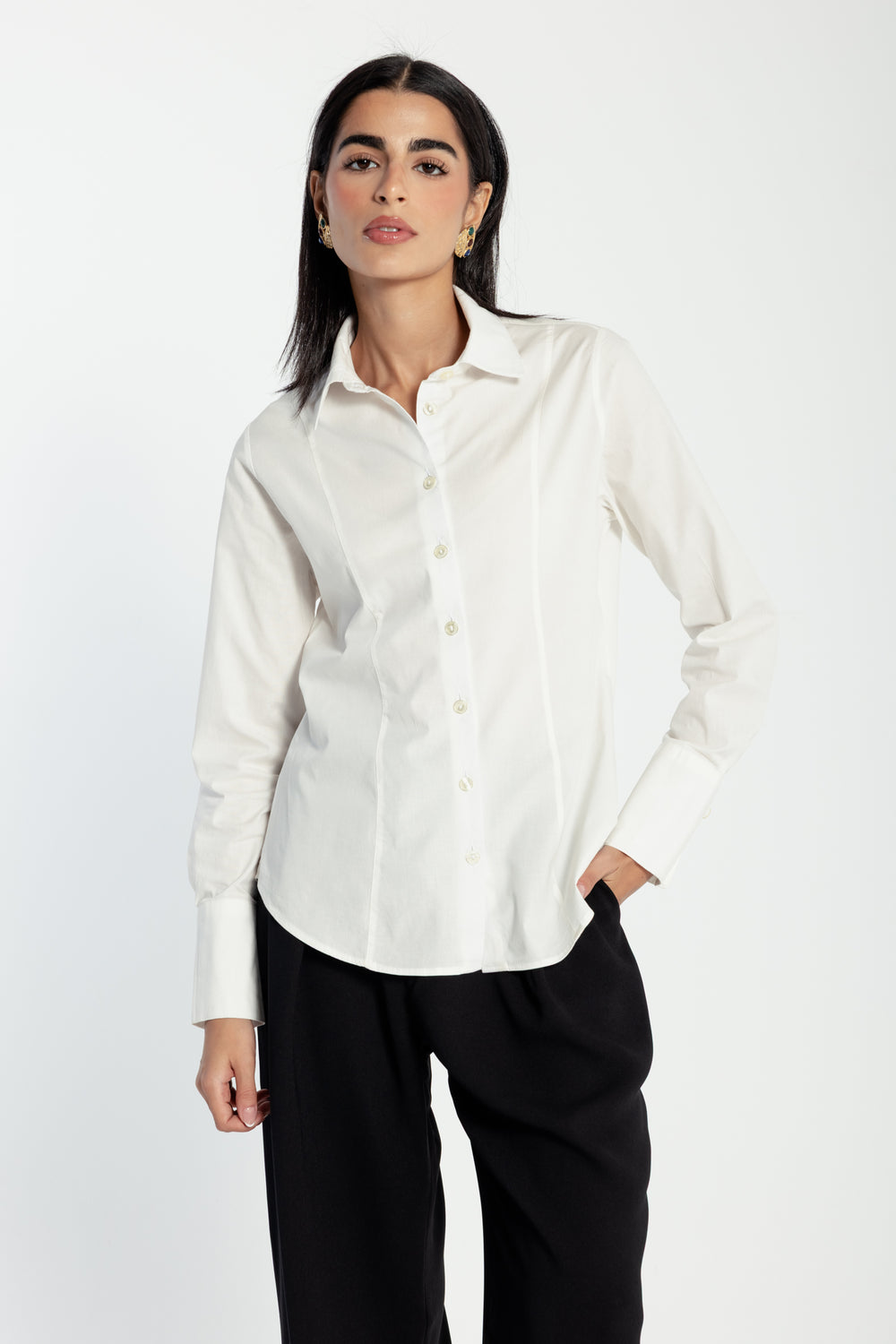 Snatched Waist Shirt in White