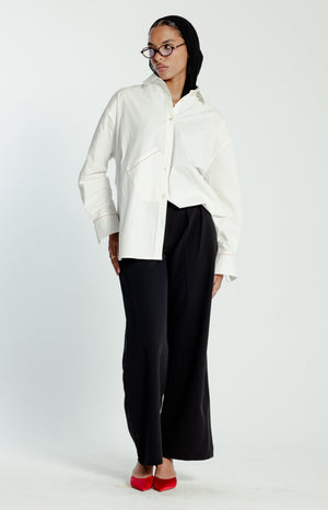 Oversized Red Stitching Poplin Shirt