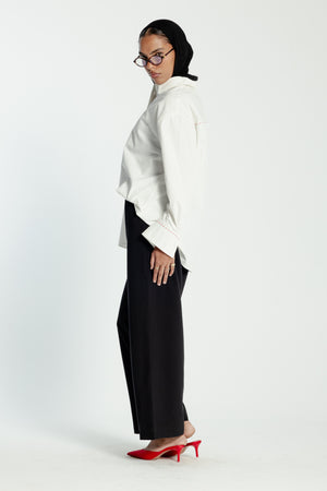 Oversized Red Stitching Poplin Shirt