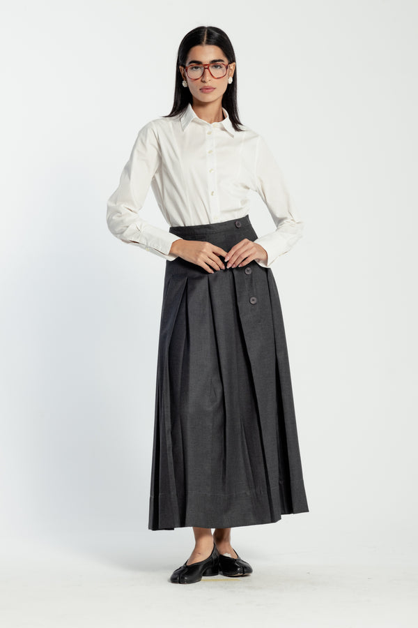 Classic Pleats Skirt in Dark Grey