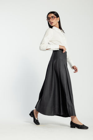 Classic Pleats Skirt in Dark Grey