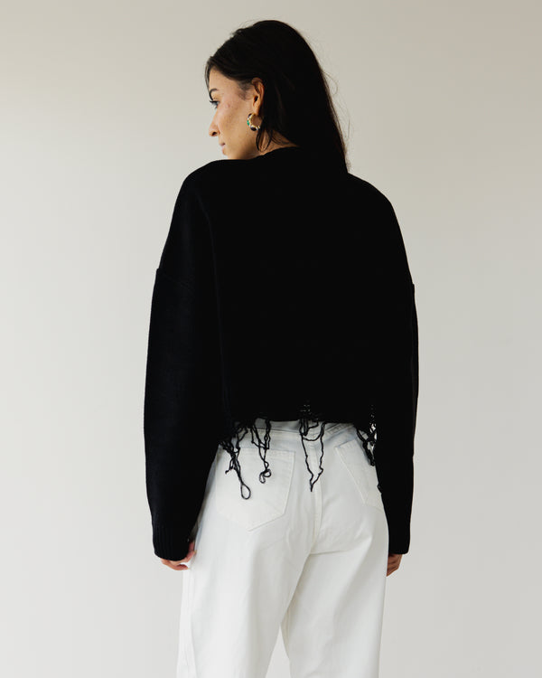 Fringed Sweater in Black