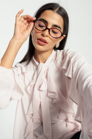 Chiffon Ruffled Blouse in Rose