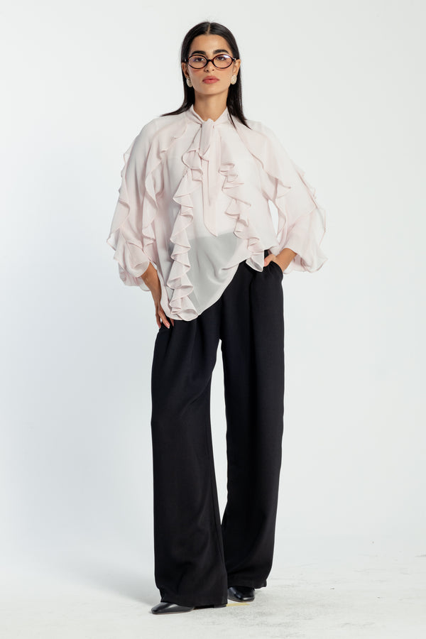 Chiffon Ruffled Blouse in Rose