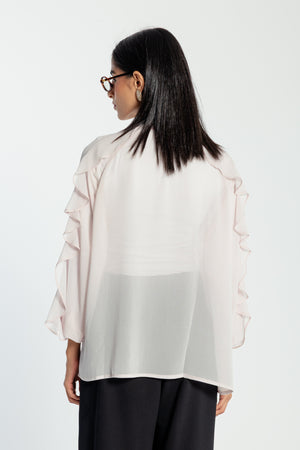 Chiffon Ruffled Blouse in Rose