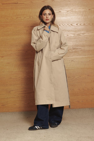 Long Oversized Trench in Beige