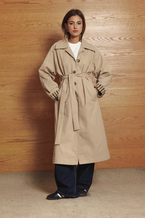 Long Oversized Trench in Beige