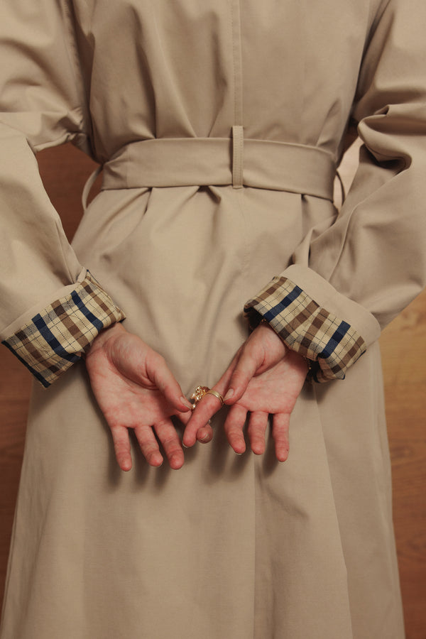 Long Oversized Trench in Beige