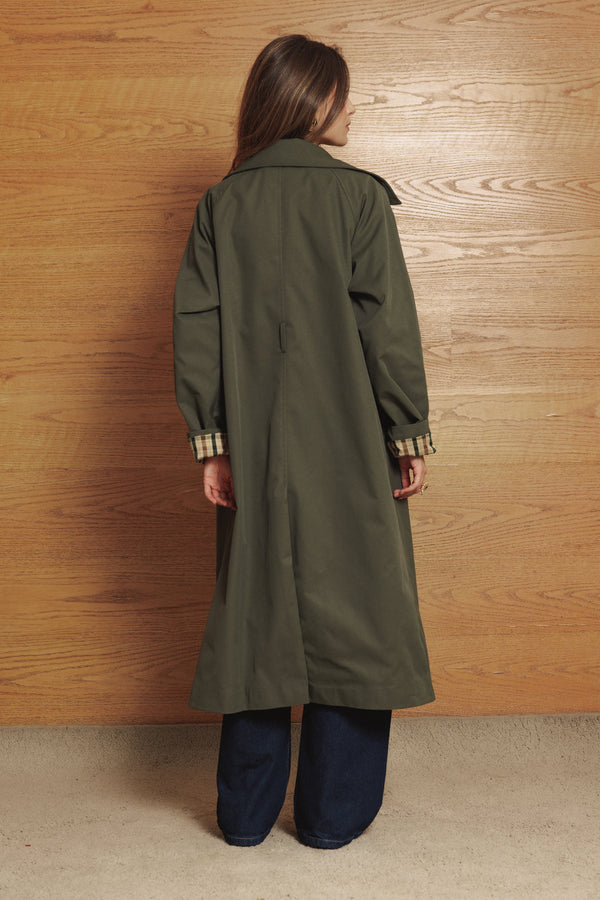 Long Oversized Trench in Olive