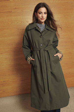 Long Oversized Trench in Olive