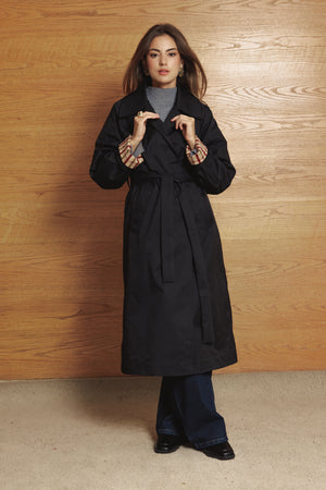 Long Oversized Trench in Black