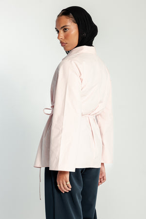 Belted Poplin Shirt in Pink