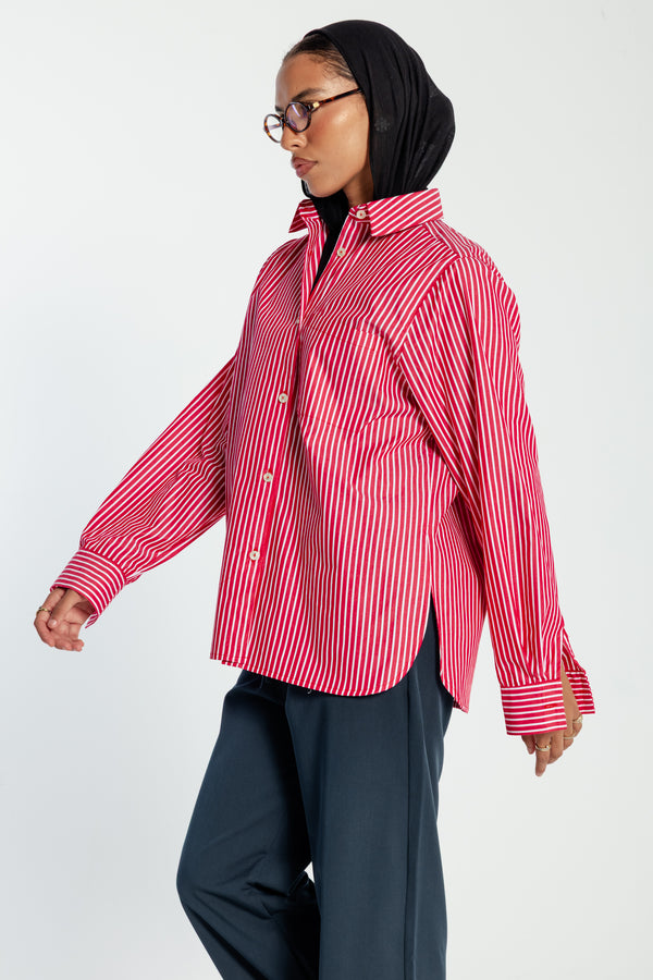 Candy Stripe Shirt in Red