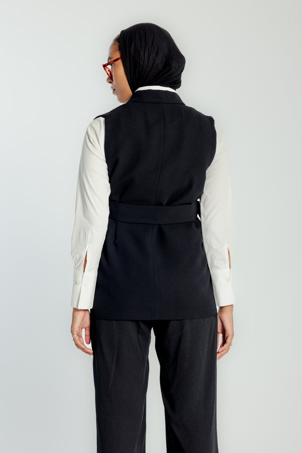 Belted Vest in Black