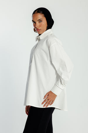Oversized Black Stitching Poplin Shirt