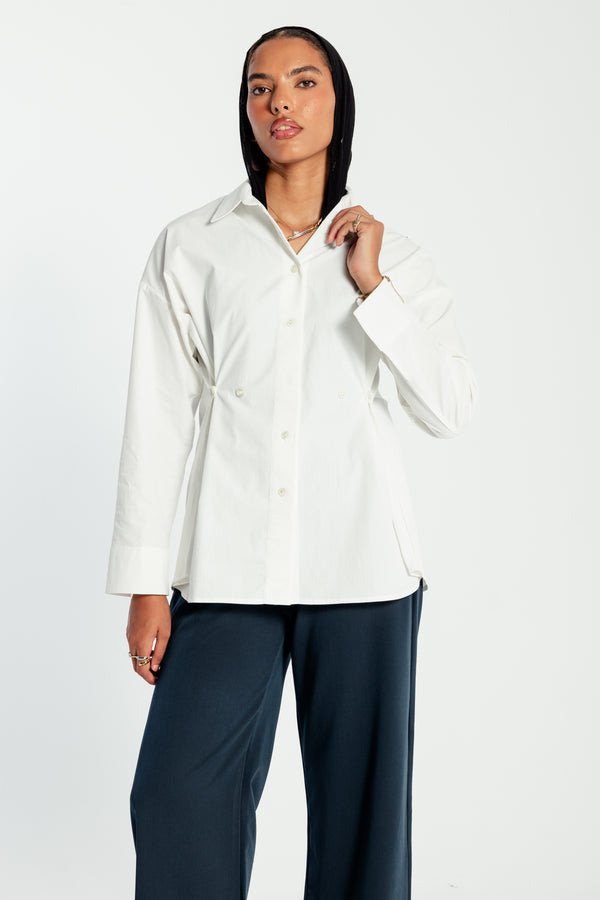 Buttoned Waist Shirt in Offwhite