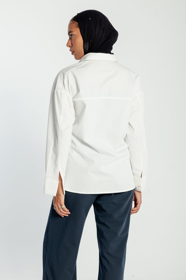 Buttoned Waist Shirt in Offwhite