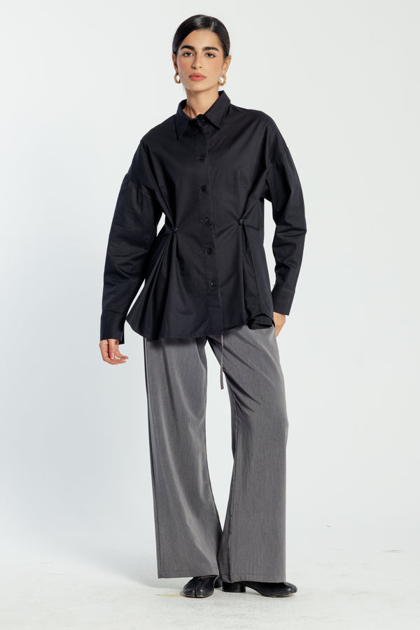 Buttoned Waist Shirt in Black