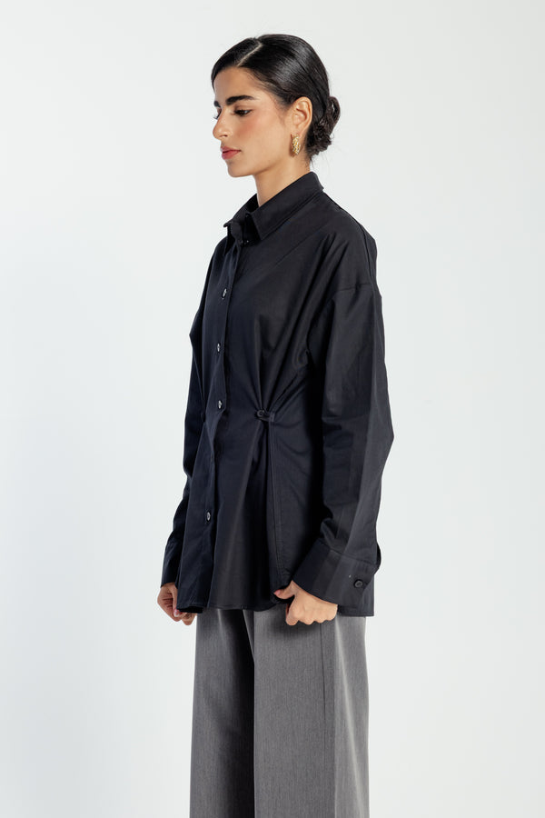 Buttoned Waist Shirt in Black