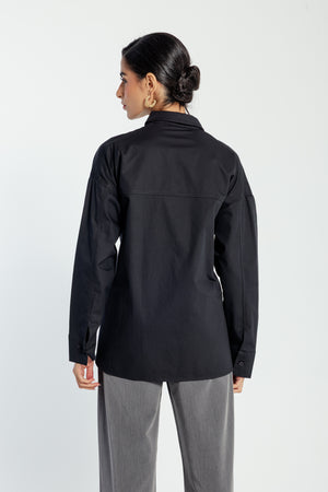 Buttoned Waist Shirt in Black