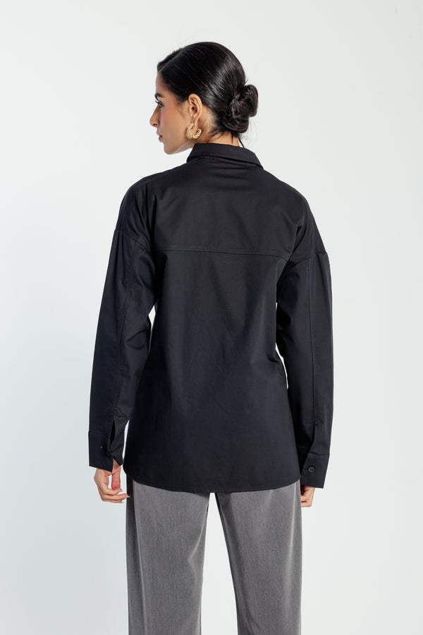Buttoned Waist Shirt in Black