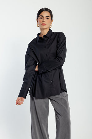 Buttoned Waist Shirt in Black