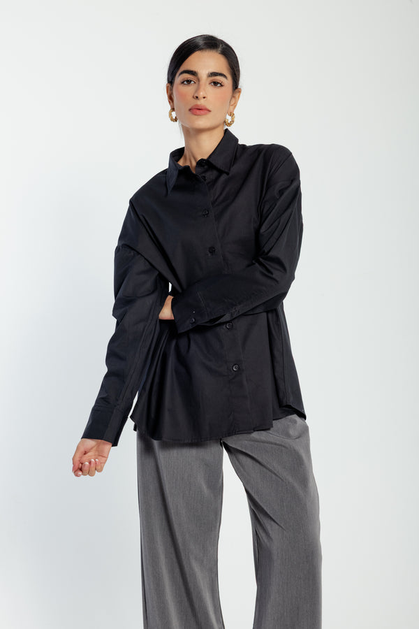 Buttoned Waist Shirt in Black