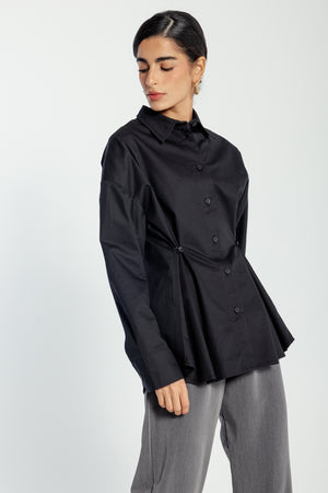 Buttoned Waist Shirt in Black