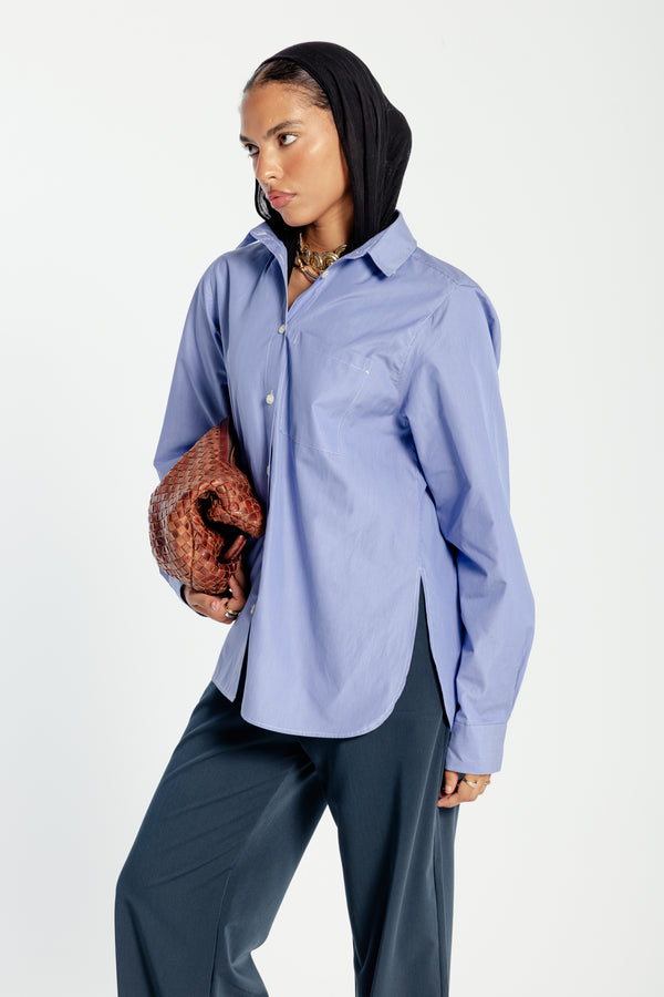 Blue Thin Striped Shirt