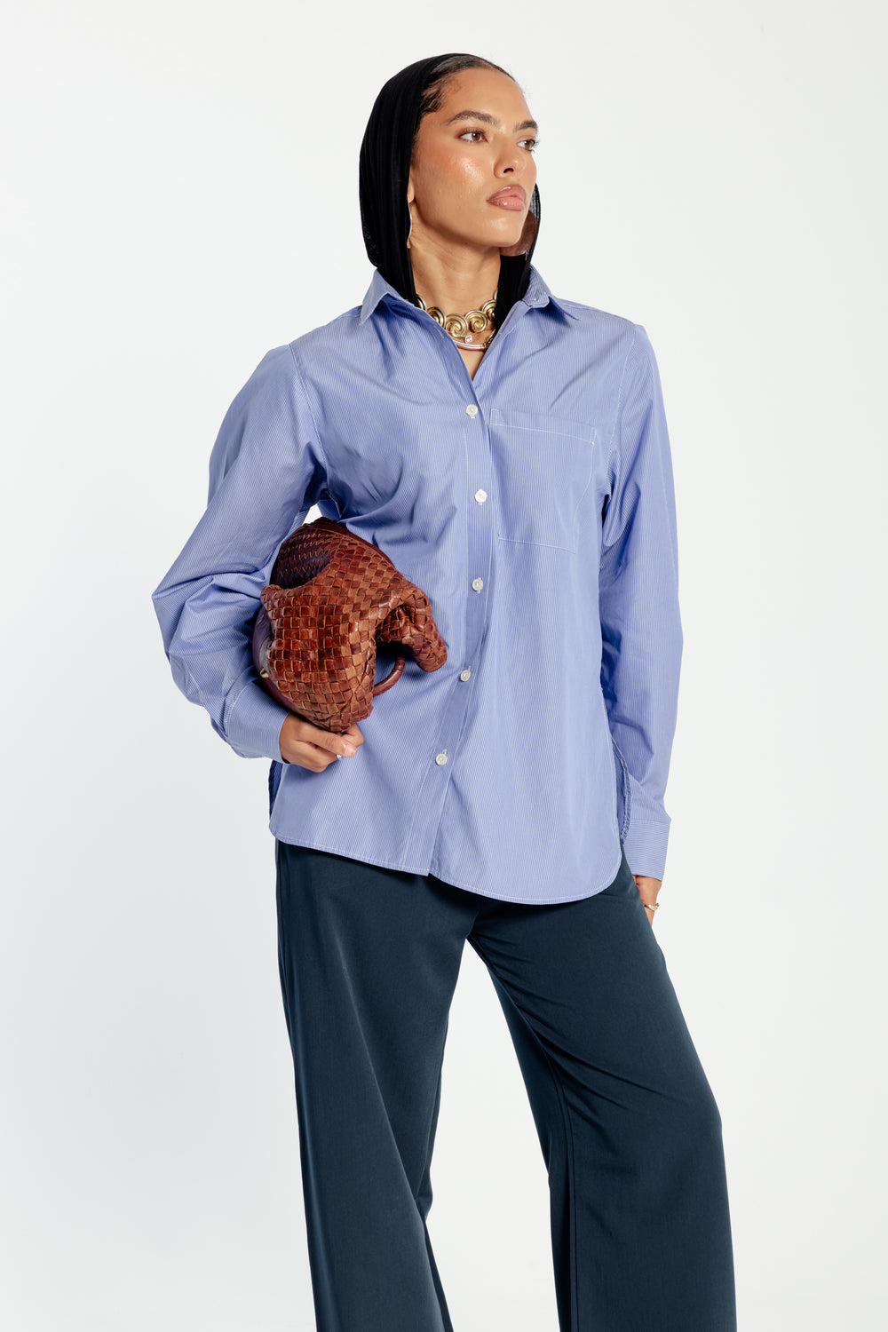 Blue Thin Striped Shirt