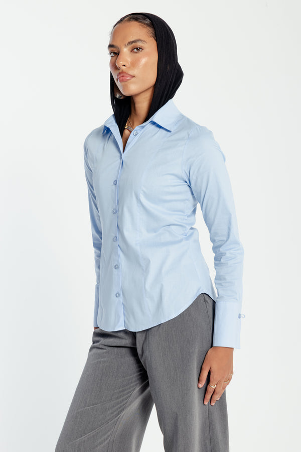 Snatched Waist Shirt in Blue