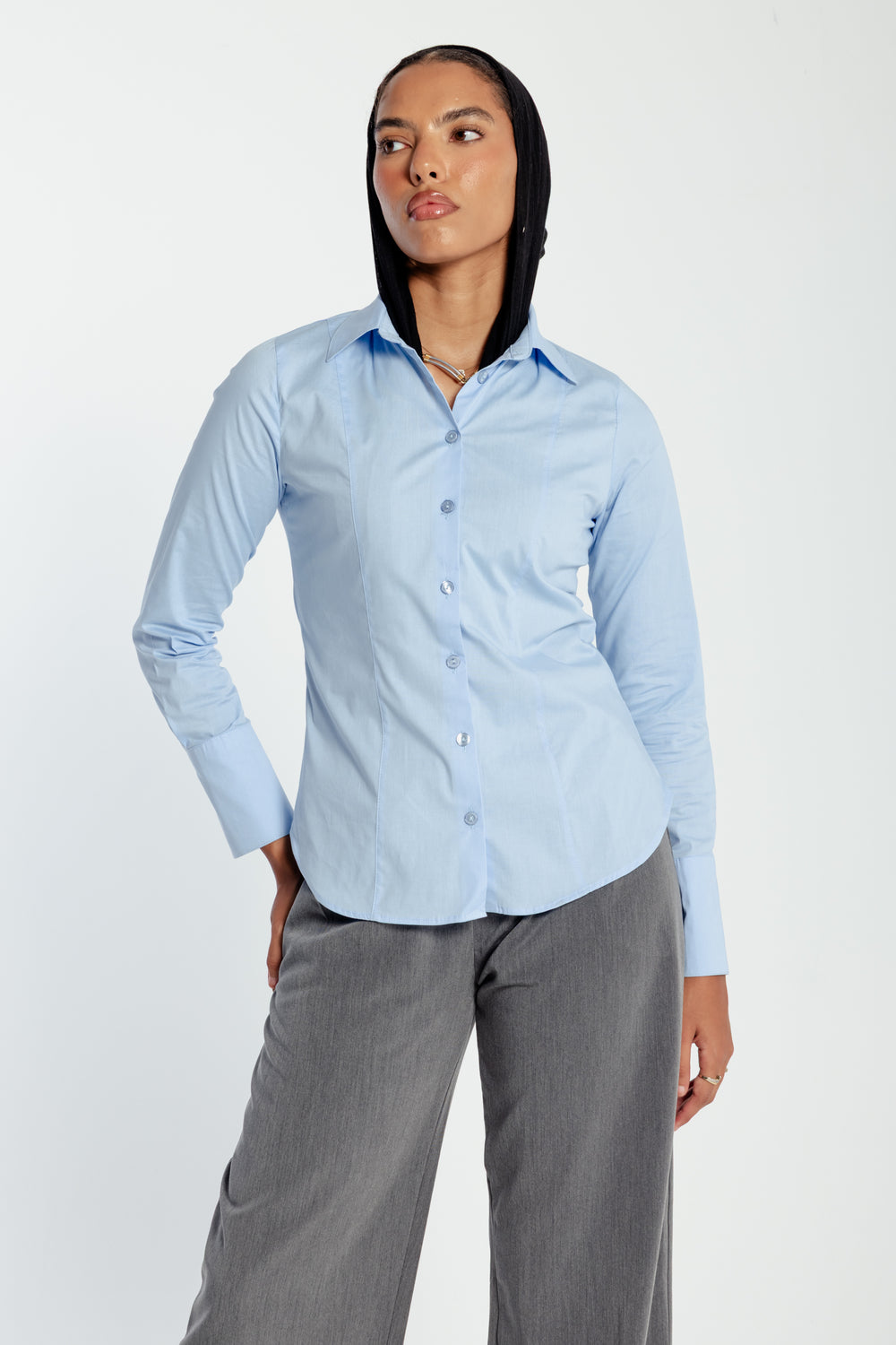 Snatched Waist Shirt in Blue