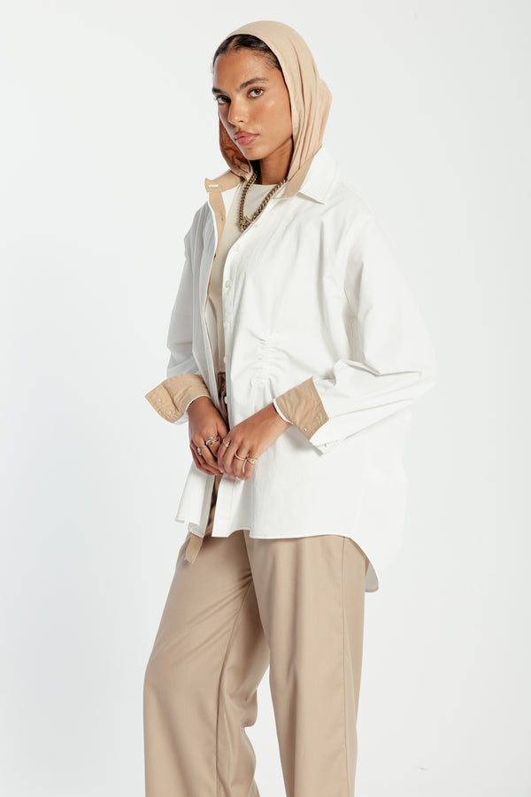 Two-Toned Ruched Shirt