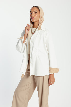 Two-Toned Ruched Shirt