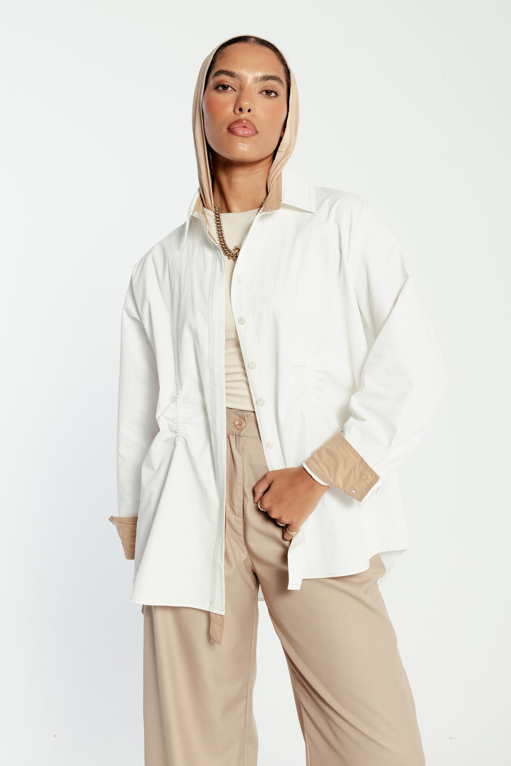 Two-Toned Ruched Shirt