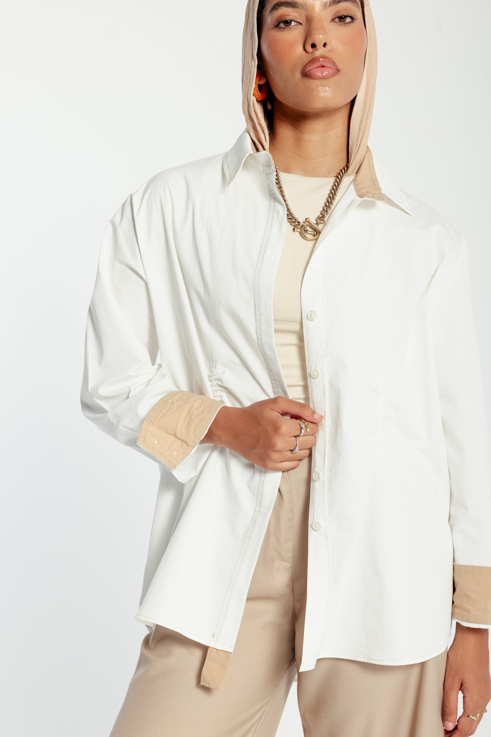 Two-Toned Ruched Shirt