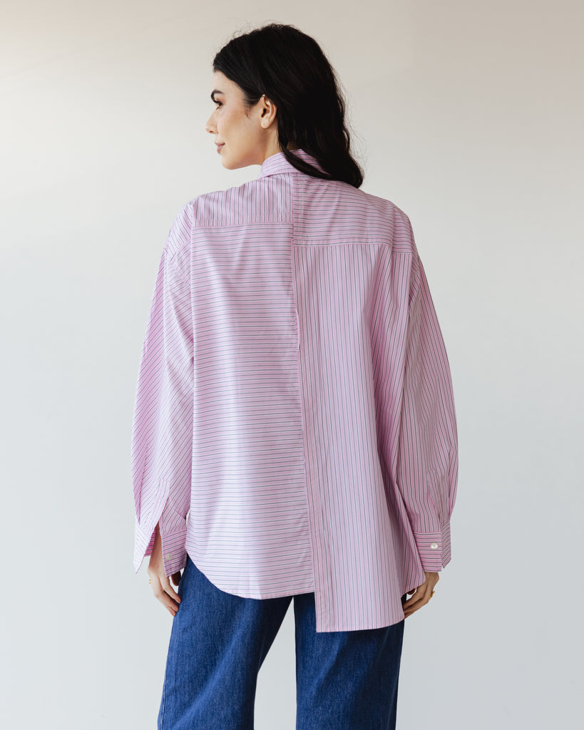 Asymmetrical Striped Shirt in Pink