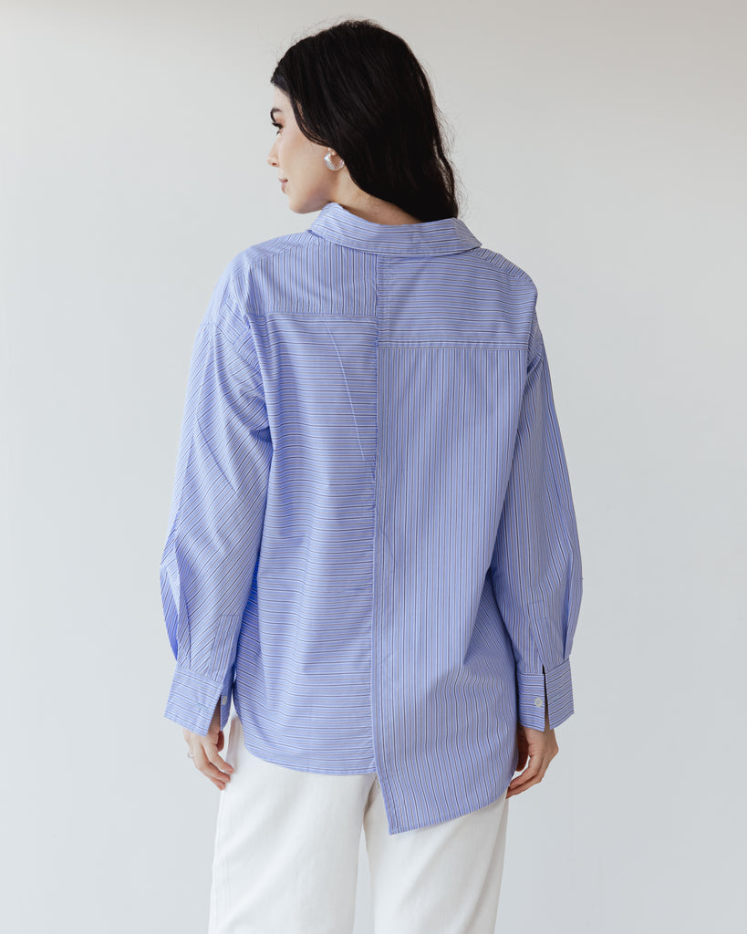 Asymmetrical Striped Shirt in Blue