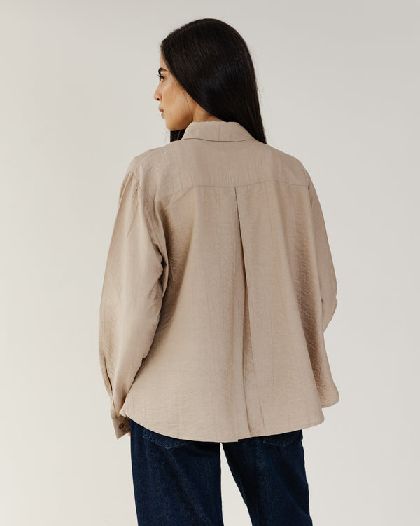 Crinkled Shirt in Beige